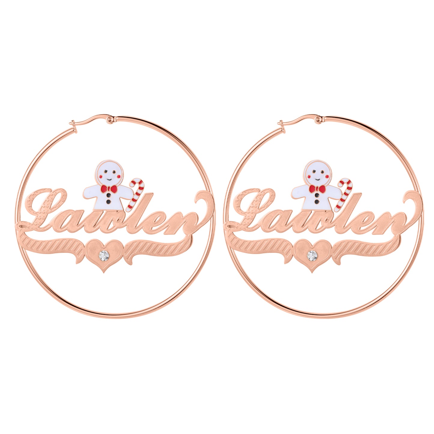 Boucles d'oreilles créoles avec nom de bonhomme de neige de Noël QE993